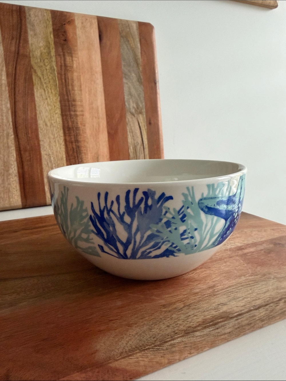 Ceramic Coastal Coral Bowl in Blue and Aqua Royal Norfolk